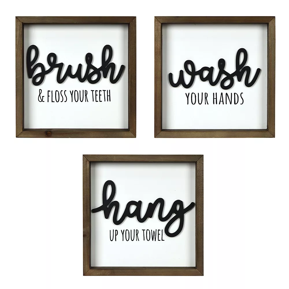 Sonoma Goods For Life® Brush Wash Hang Bathroom Wall Decor 3-piece Set 1 Sonoma Goods For Life® Brush Wash Hang Bathroom Wall Decor 3-piece Set