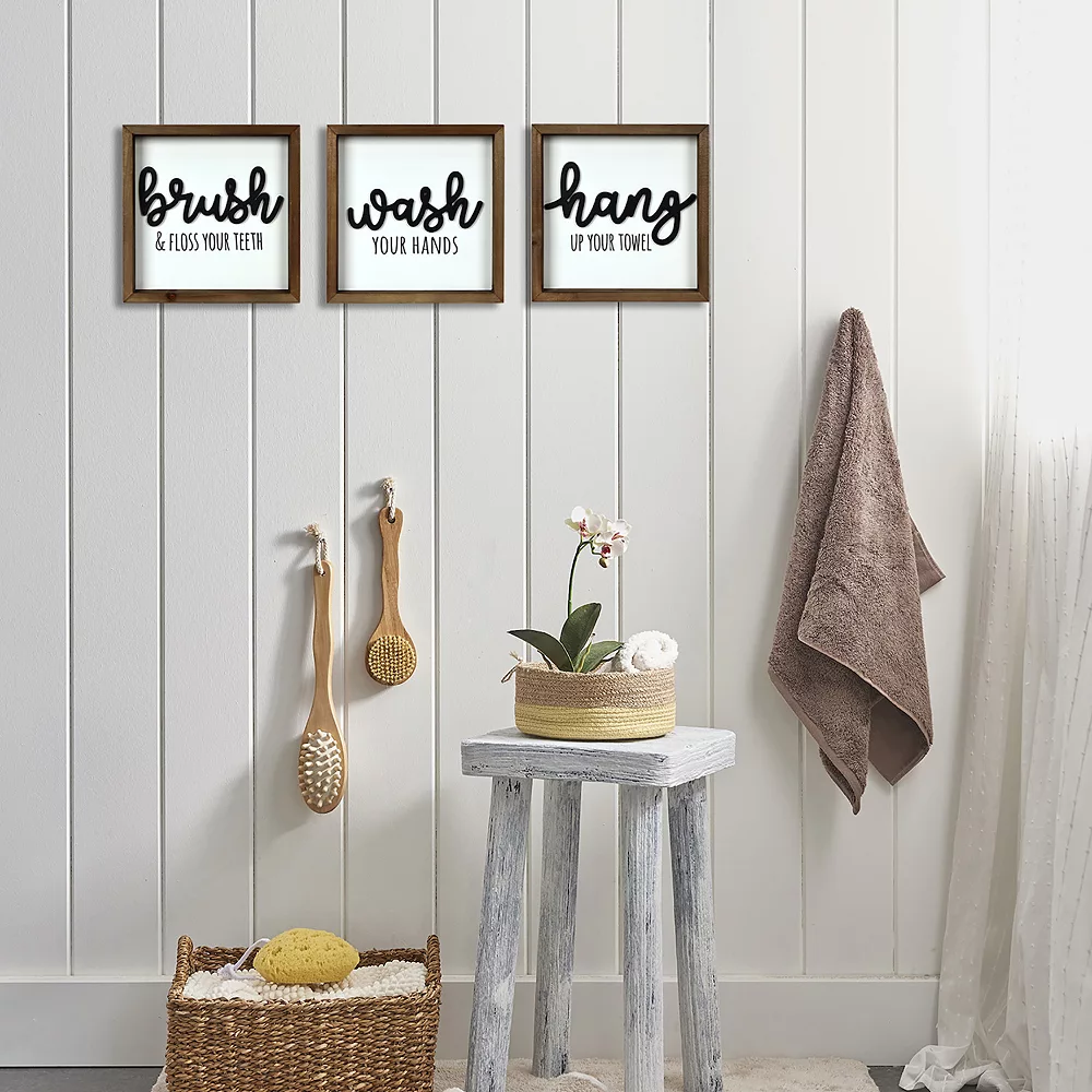 Sonoma Goods For Life® Brush Wash Hang Bathroom Wall Decor 3-piece Set 2 Sonoma Goods For Life® Brush Wash Hang Bathroom Wall Decor 3-piece Set - Image 2