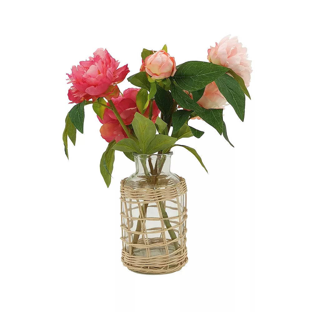Sonoma Goods For Life® Artificial Pink Floral Rattan Vase Table Decor 1 Sonoma Goods For Life® Artificial Pink Floral Rattan Vase Table Decor