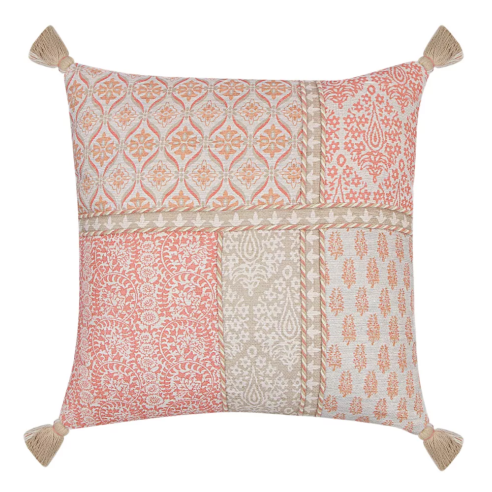 Sonoma Goods For Life® Coral & Tan Block Print Ultimate Feather Fill Throw Pillow 1 Sonoma Goods For Life® Coral & Tan Block Print Ultimate Feather Fill Throw Pillow
